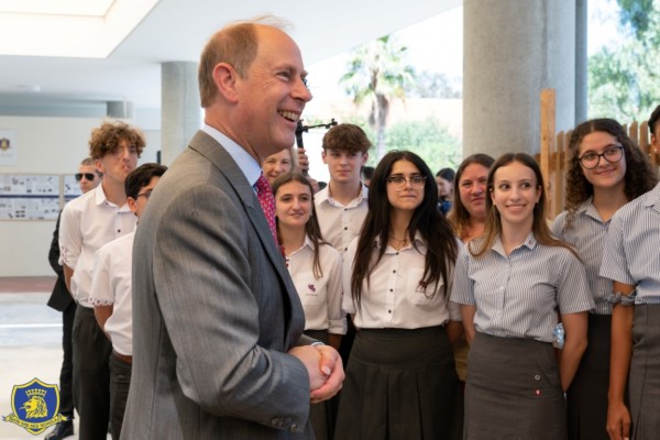 English School students and staff welcomed the Earl of Wessex during his official visit to Cyprus